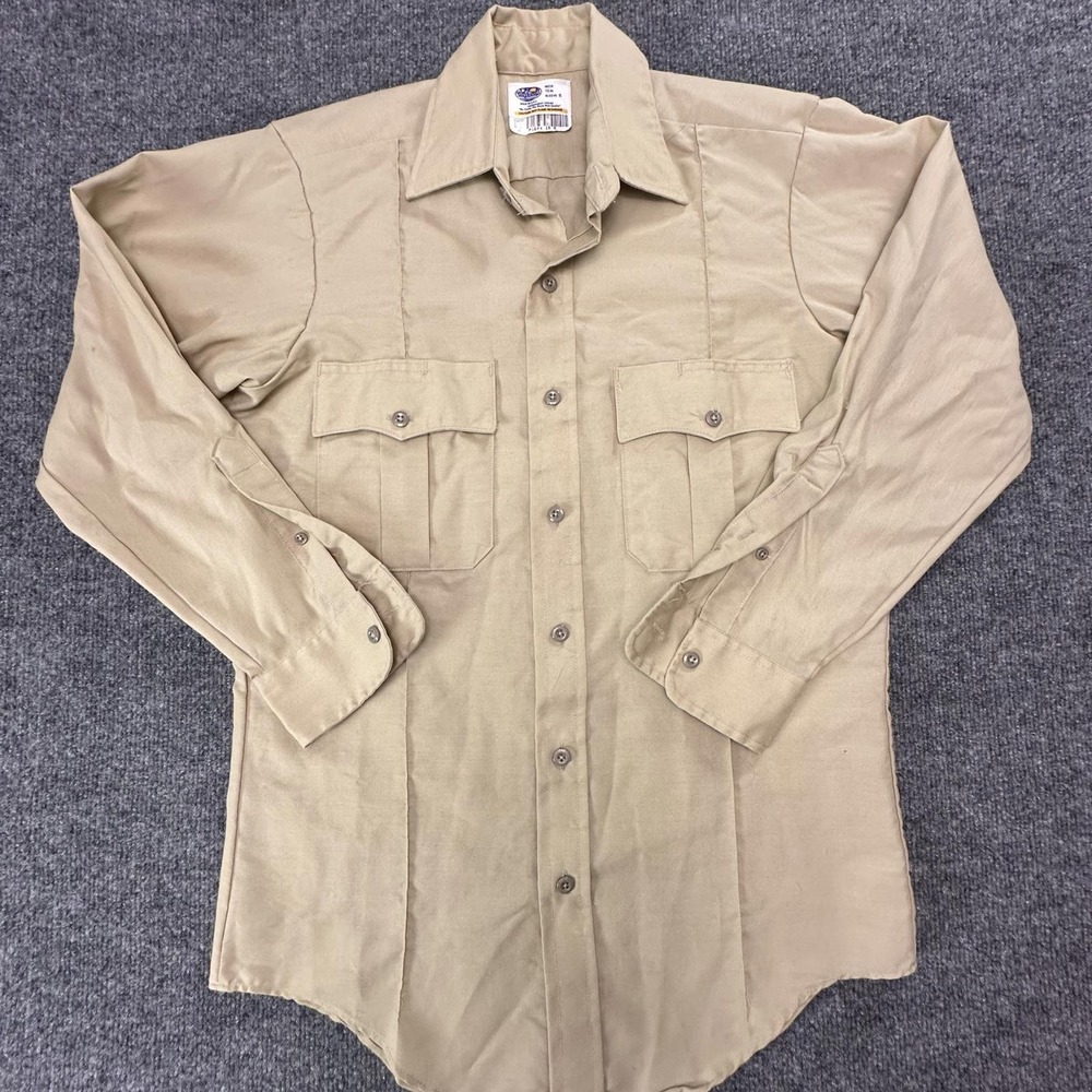 Riverside Mens Tan Khaki Uniform Shirt Permanent Press Tactical Workwear #578